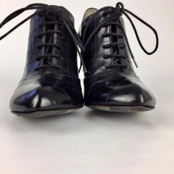 Dolce Gabbana Black Lace Up Oxford Stiletto Booties size EU 36.5 US 6.5 - Picture 5 of 16